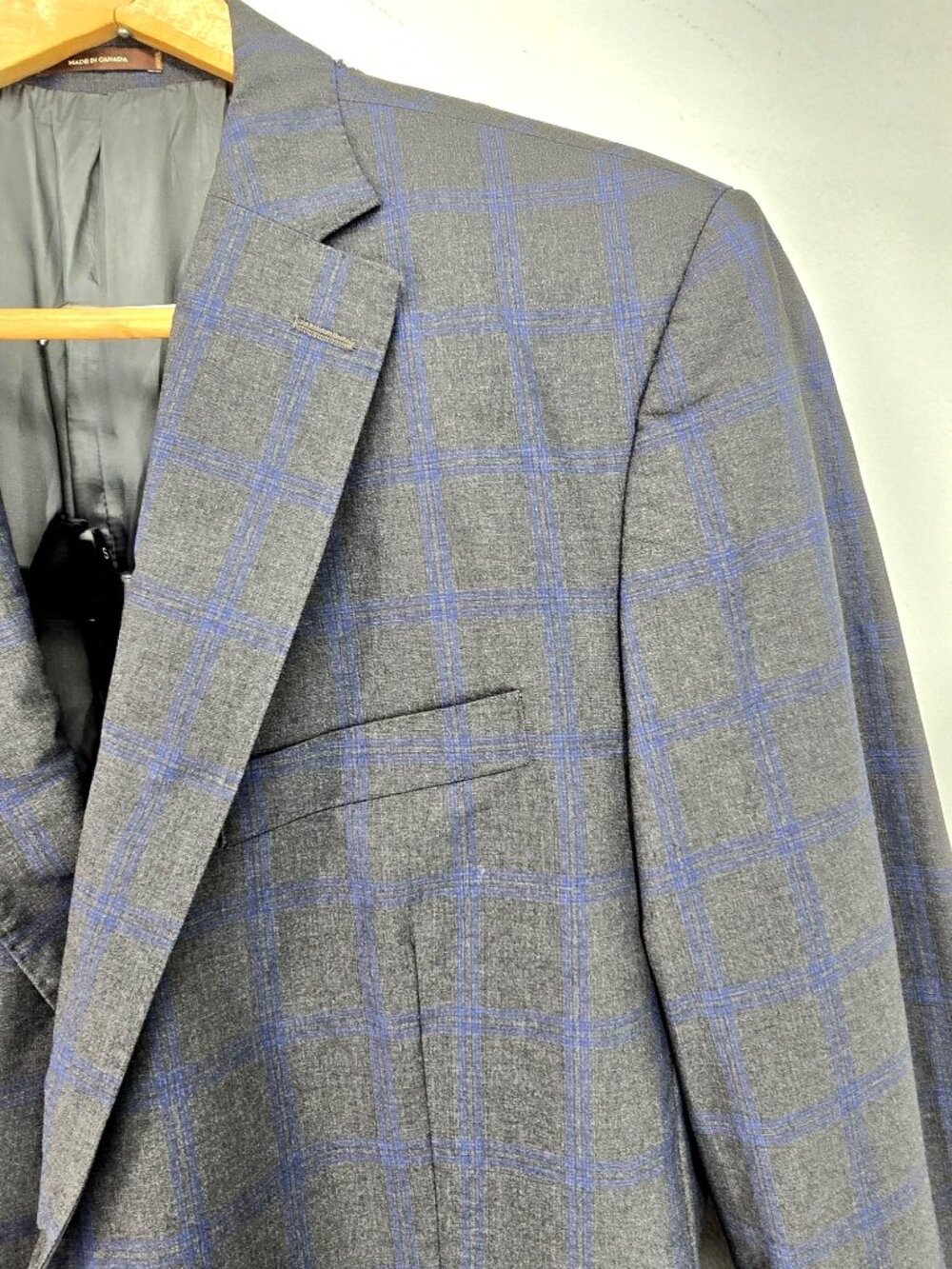 Peter Millar Gray Blue Windowpane Plaid Wool Sport Coat Suit Pants 42R 34x30